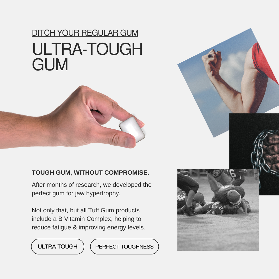 Chicle ROCKJAW® Hard Jawline - Tuff Gum 2.0 con vitaminas B (sin estimulantes)