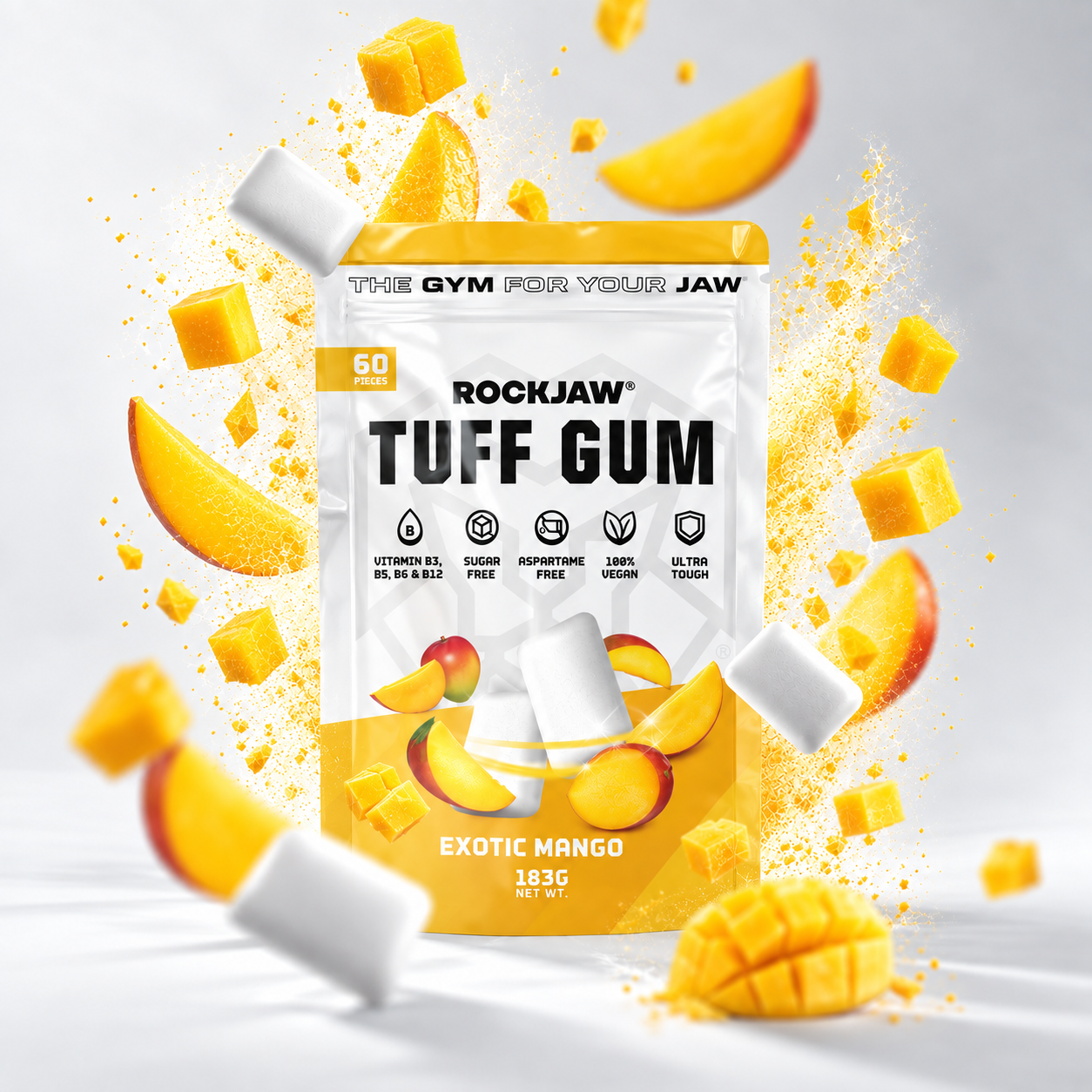 Tuff Gum + Vitaminas B | Chicle ultra-duro premium para mandíbula | 60 unidades