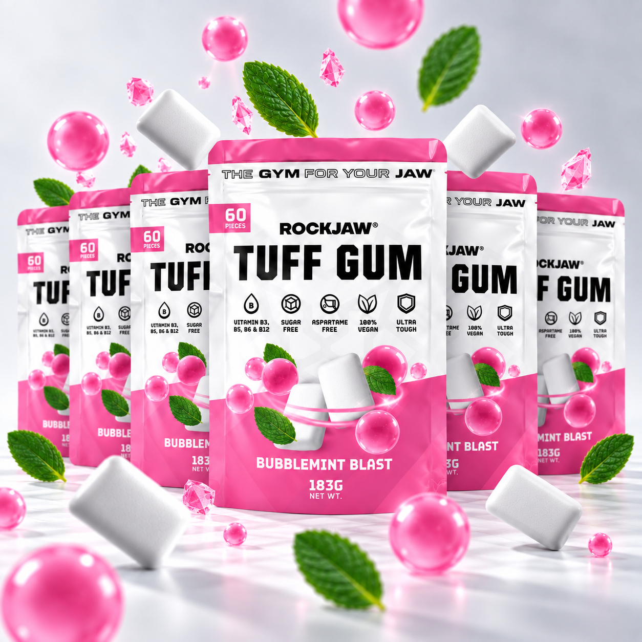 Tuff Gum + Vitaminas B | Chicle ultra-duro premium para mandíbula | 60 unidades