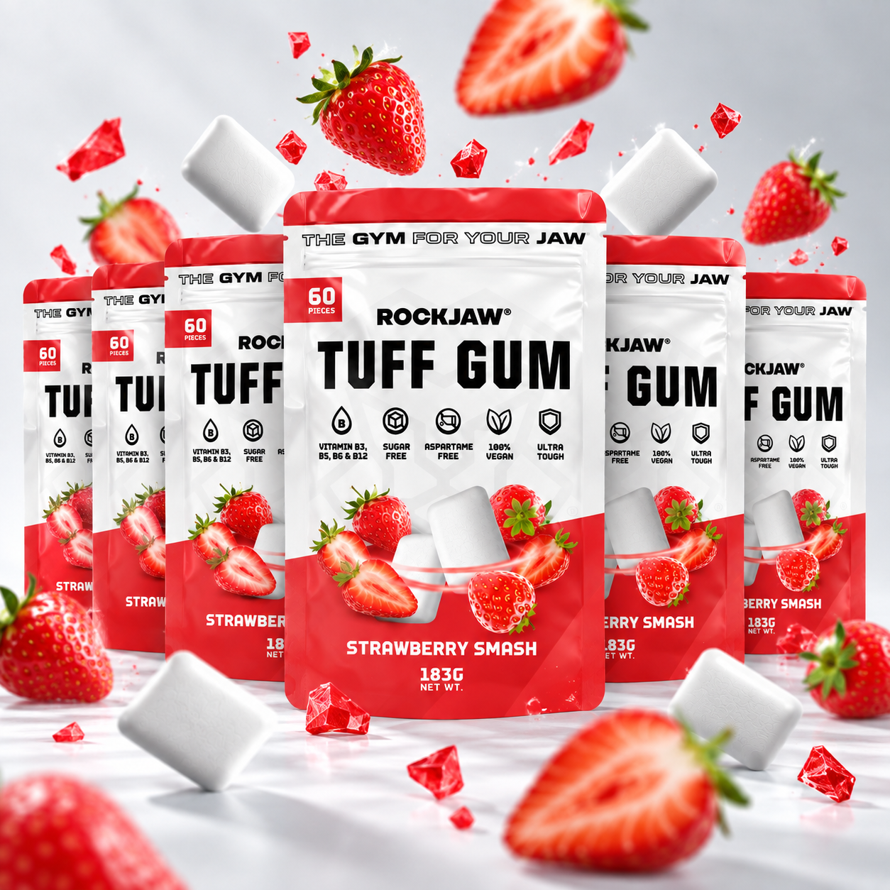 Tuff Gum + Vitaminas B | Chicle ultra-duro premium para mandíbula | 60 unidades