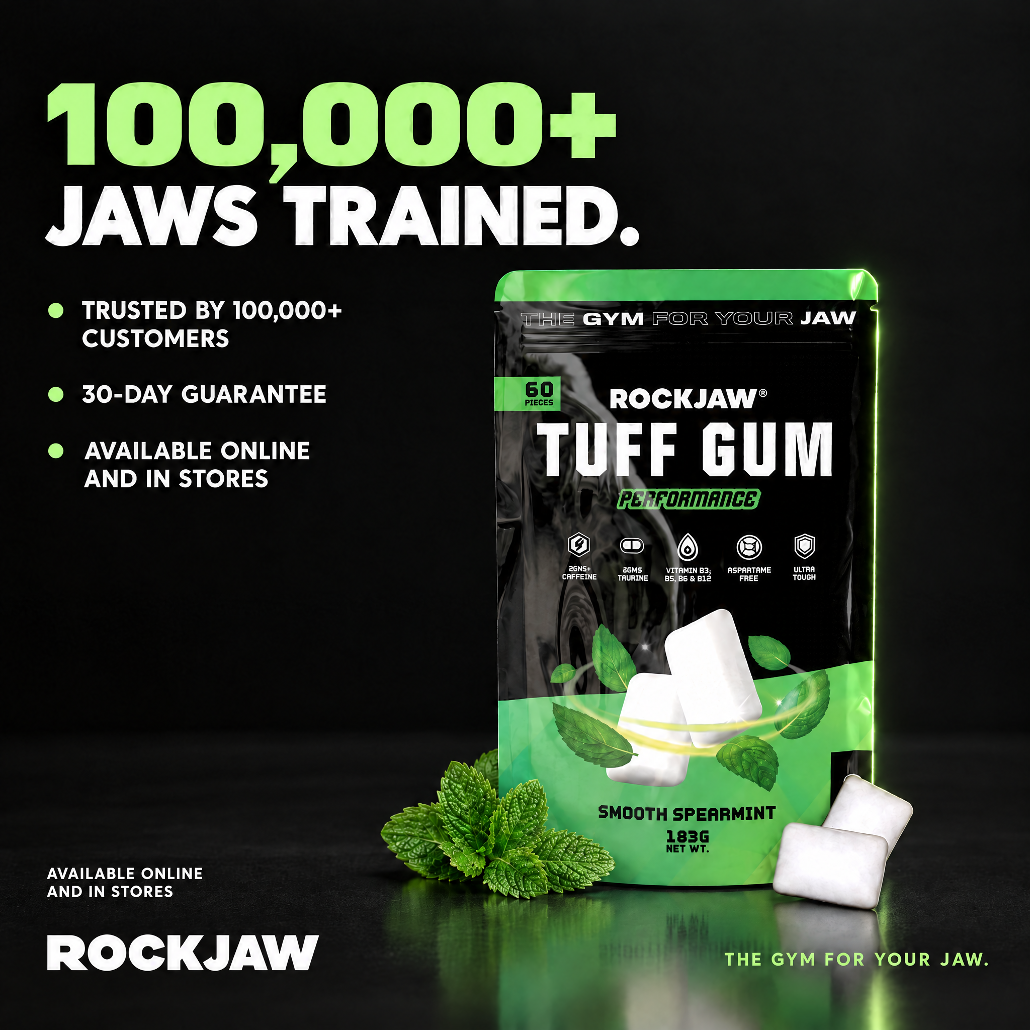 Tuff Gum Performance | Chicle duro para mandíbula + 40 mg de cafeína y taurina