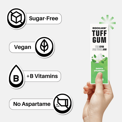 Chicle ROCKJAW® Hard Jawline - Tuff Gum 2.0 con vitaminas B (sin estimulantes)