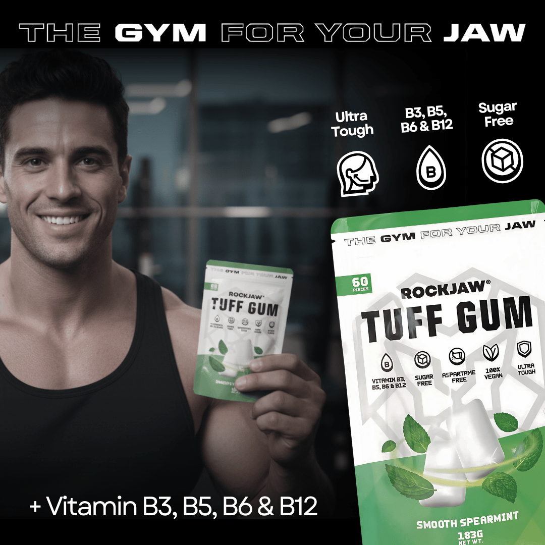Chicle ROCKJAW® Hard Jawline - Tuff Gum 2.0 con vitaminas B (sin estimulantes)