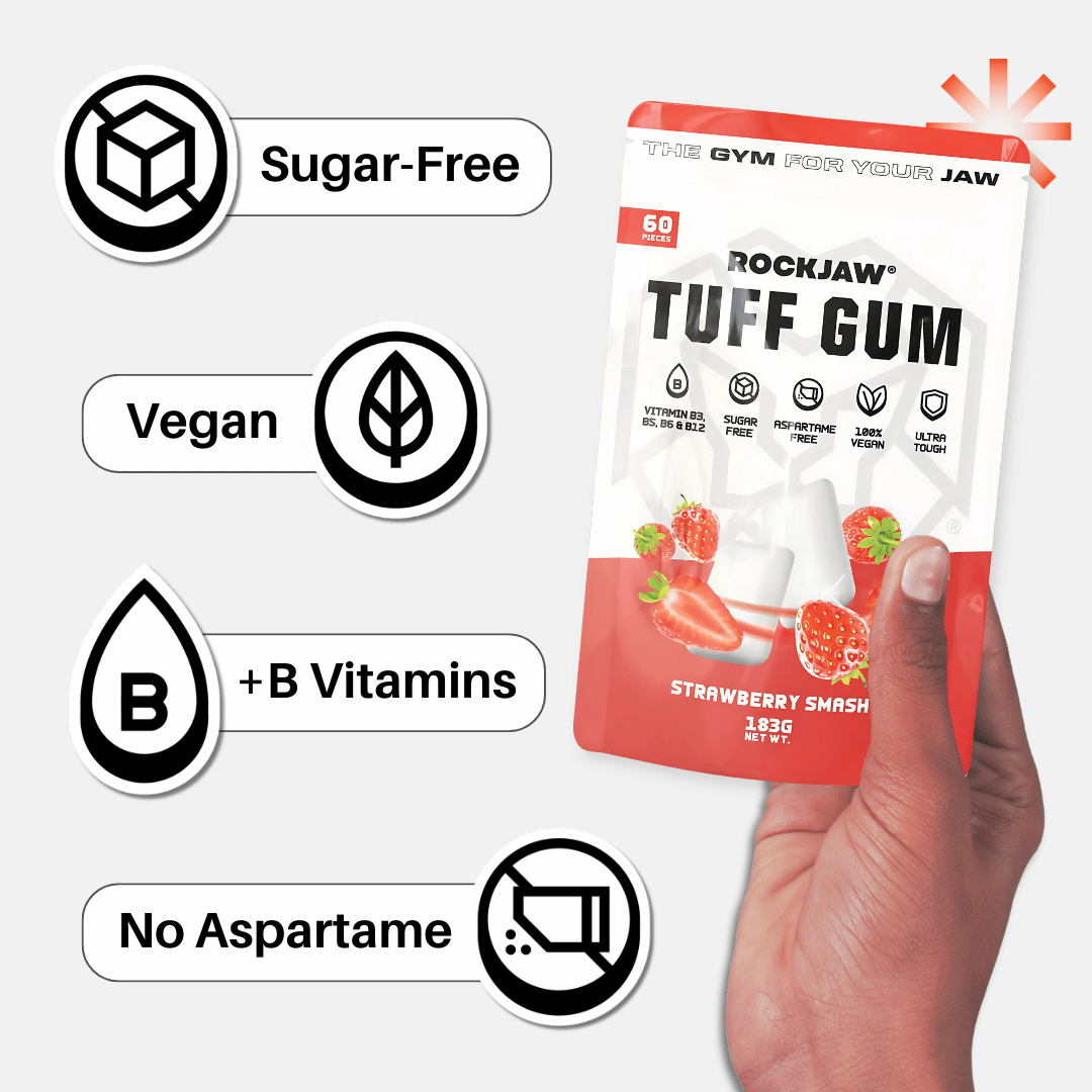 Chicle ROCKJAW® Hard Jawline - Tuff Gum 2.0 con vitaminas B (sin estimulantes)