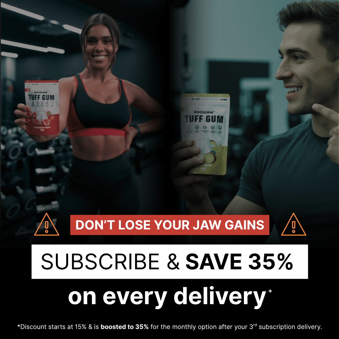 Chicle ROCKJAW® Hard Jawline - Tuff Gum 2.0 con vitaminas B (sin estimulantes)