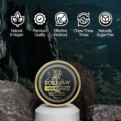 ROCKJAW® Premium Greek Mastic Jawline Gum - Edición MAX - Reutilizable hasta 3 veces