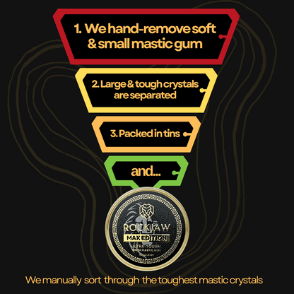 ROCKJAW® Premium Greek Mastic Jawline Gum - Edición MAX - Reutilizable hasta 3 veces